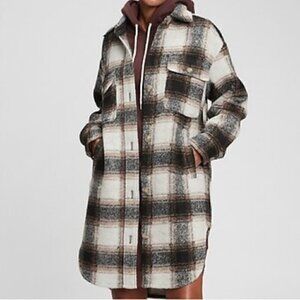 GAP Wool Blend  Oversized Plaid Shirt Jacket NWOT